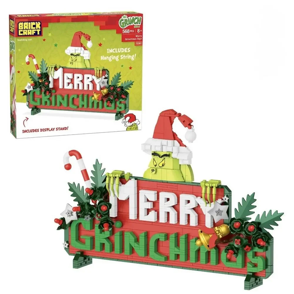 Dr. Seuss GRINCH MERRY GRINCHMAS SIGN Building Set 568 Pieces Brickcraft #72361